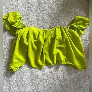 Off-Shoulder Crop Top in Lime Green